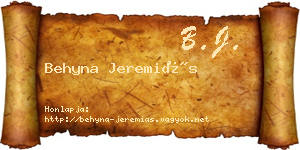 Behyna Jeremiás névjegykártya
